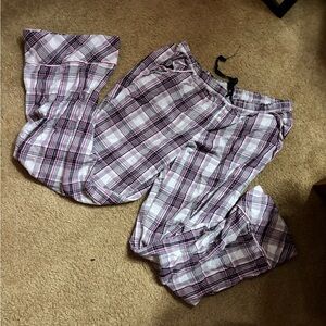 PINK Victoria's Secret Pink Black and White Plaid Pajama Pants
